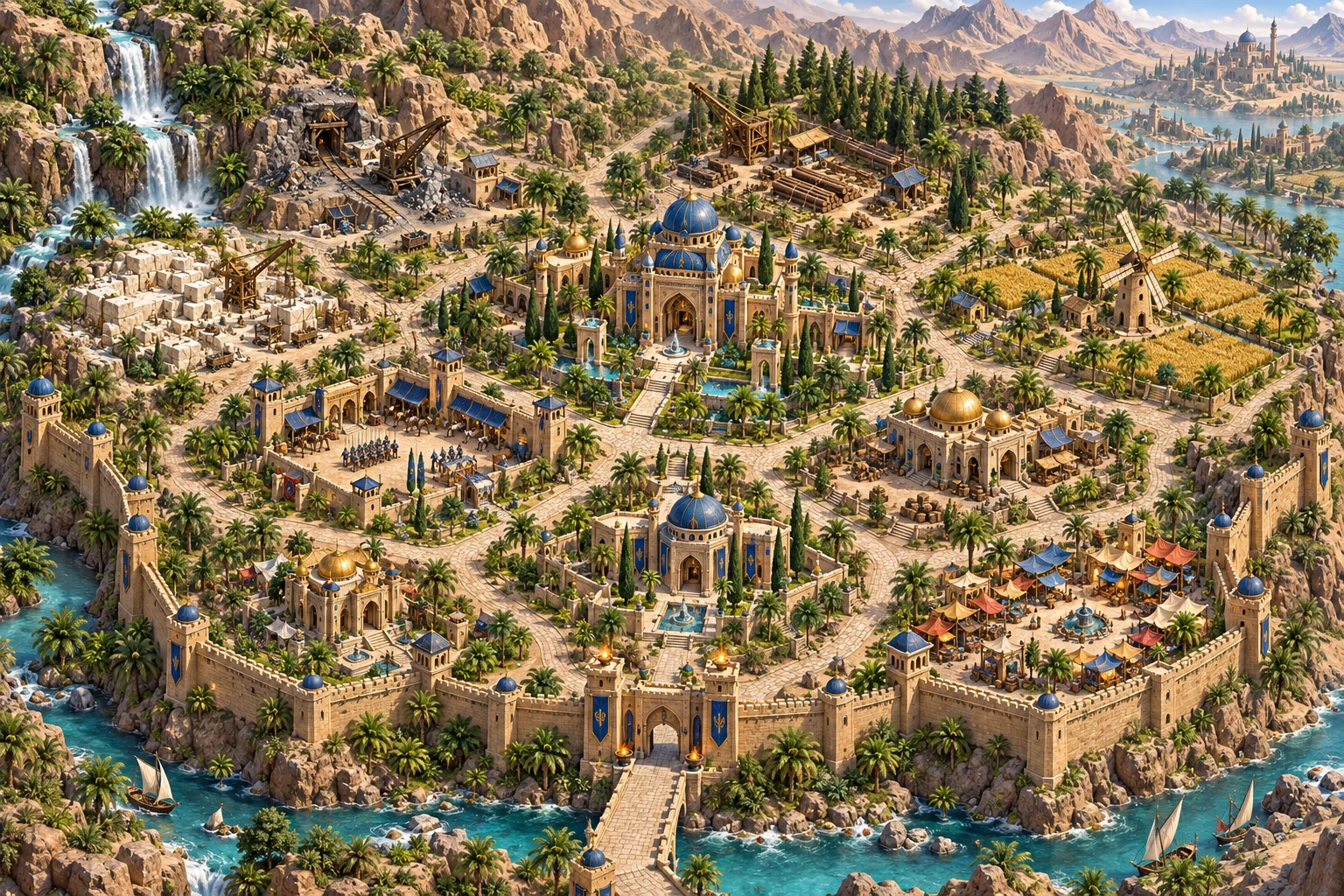قرية محصّنة بقصور وقباب وسط النخيل والأنهار في عالم المماليك